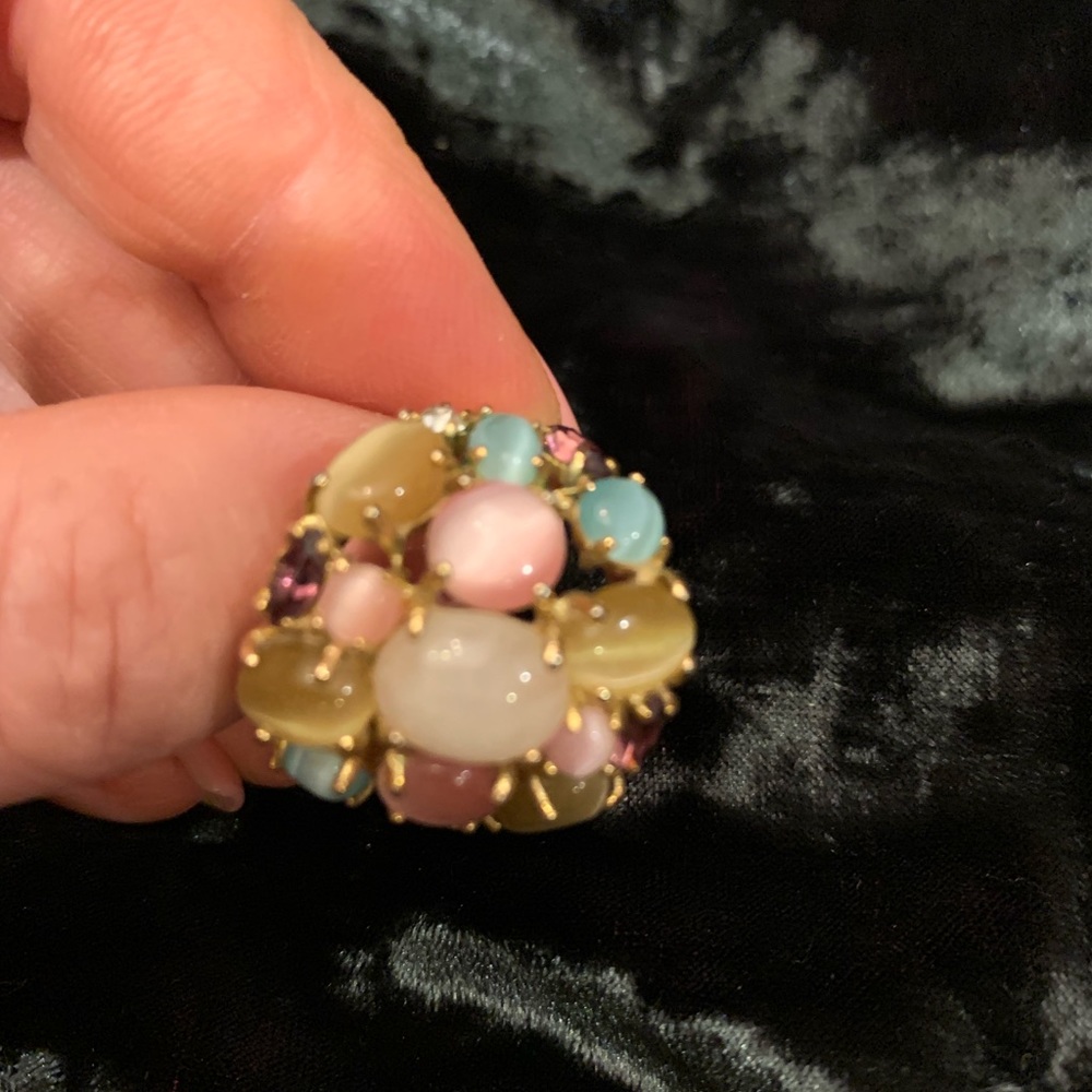 Multi color oversized crystal ring
